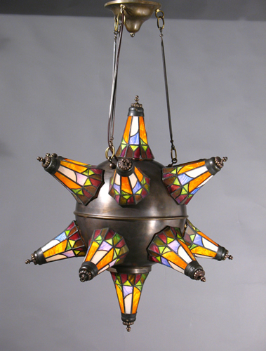 Very Large 14 Point Multi-Colored Glass Moravian Star